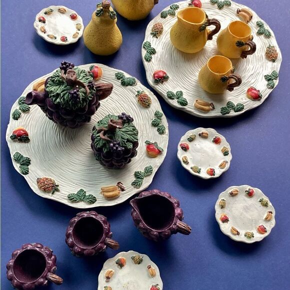 Vintage Miniature Harvest Fruit Tea Set - Picture 3 of 6